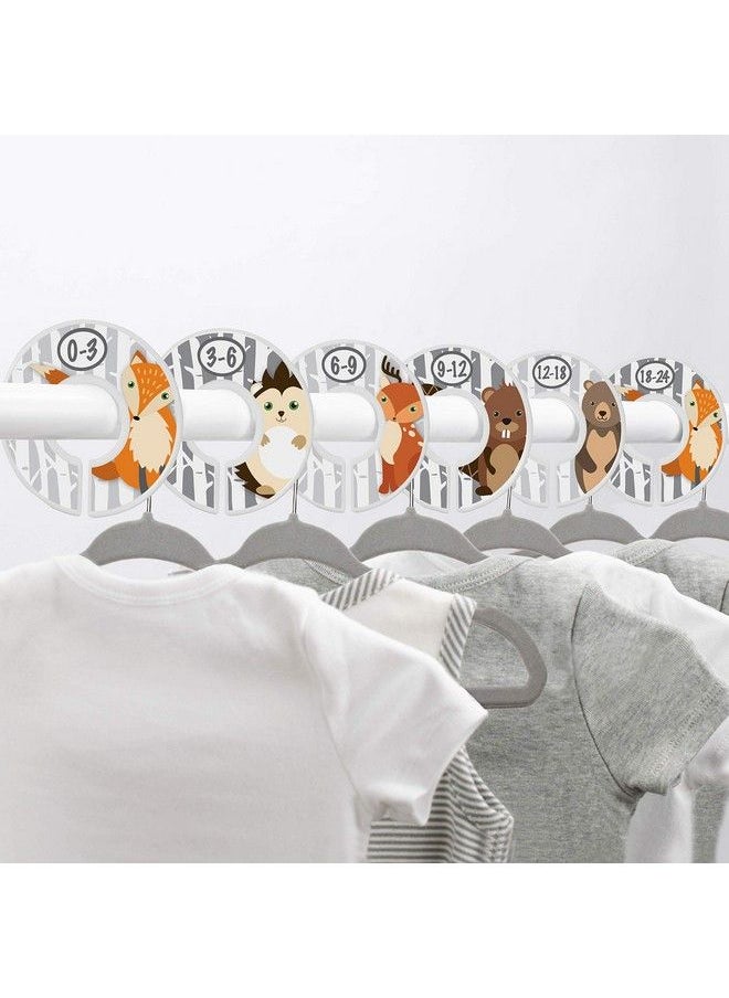 Little Miracles Baby Closet Size Dividers Woodland Nursery Closet Dividers For Baby Clothes Fox Deer Bear Hedgehog Beaver Nursery Decor Baby Closet Dividers For Boy Or Girl [Woodland] [Grey/Gray]  - Image 3