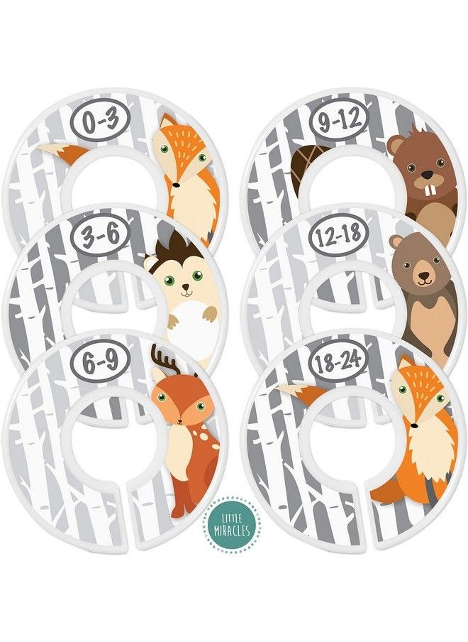 Little Miracles Baby Closet Size Dividers Woodland Nursery Closet Dividers For Baby Clothes Fox Deer Bear Hedgehog Beaver Nursery Decor Baby Closet Dividers For Boy Or Girl [Woodland] [Grey/Gray]  - Image 2