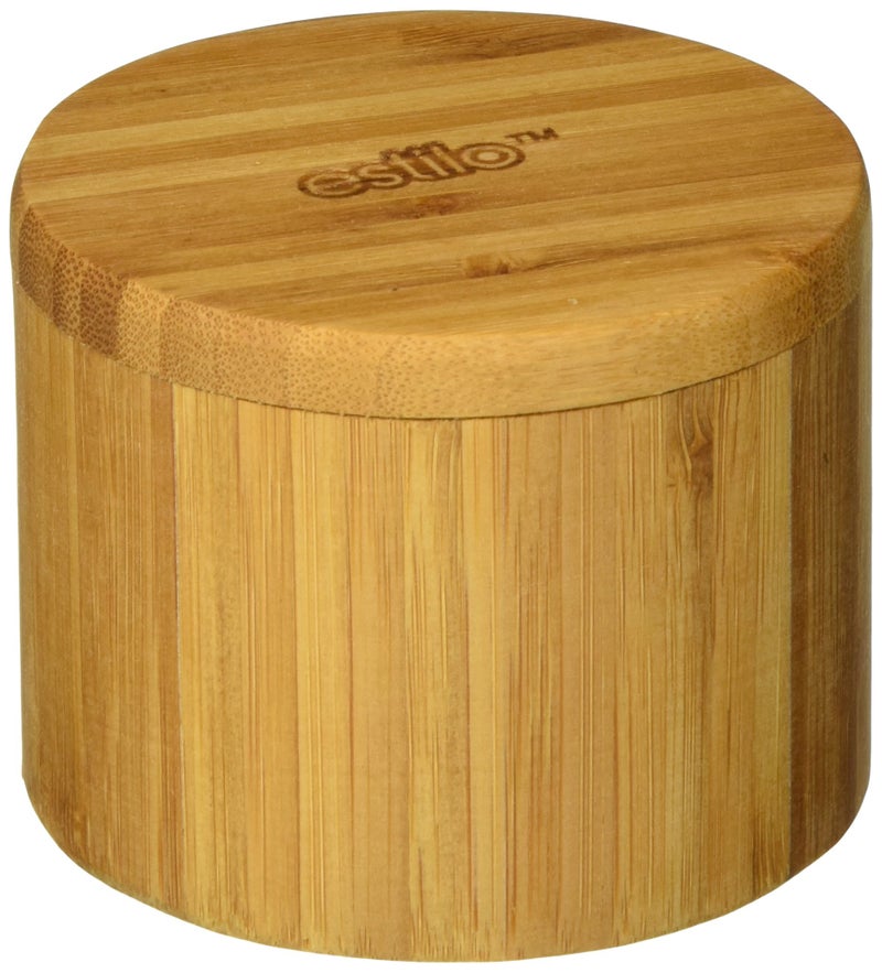 إستلو Estilo Premium Bamboo Salt و Pepper Bowls حاويات التوابل الخشبية مع أغطية دوارة مغناطي - Image 1