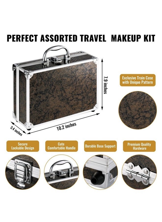 CHARMCODE Makeup Kit for Teen Girls & Women Full Kit, Beauty Train Case with Starter Cosmetics Set, Make Up Valentine's Gift Box with Eyeshadow,Lipgloss,Highlight,Blush,Lip&Eye Pen,Brush & More(GoldenBrown)  - Image 5