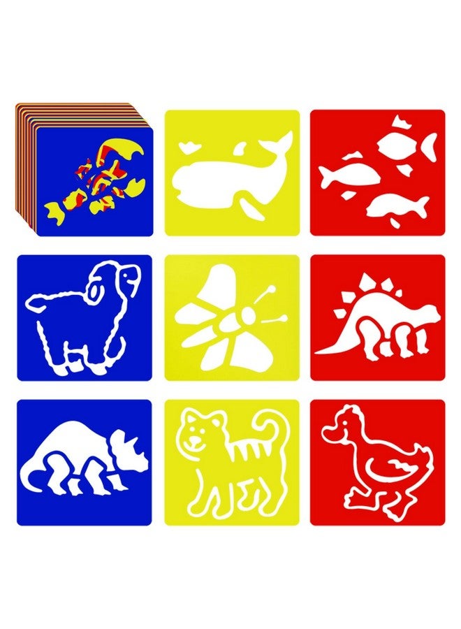 YETOOME 24 Pieces Stencils For Kids 5.9 X 5.5 Inches Drawing Stencils Chalk Stencils Large Washable Animal Themed Primary Shape Template For Kids Toddlers Preschooler (Animal Style) - Image 1