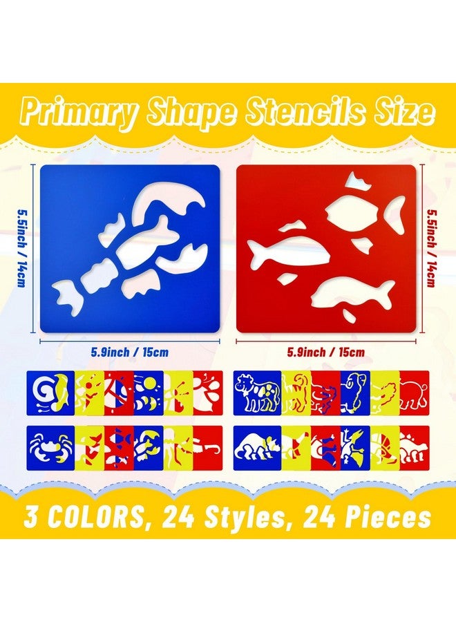 YETOOME 24 Pieces Stencils For Kids 5.9 X 5.5 Inches Drawing Stencils Chalk Stencils Large Washable Animal Themed Primary Shape Template For Kids Toddlers Preschooler (Animal Style) - Image 2