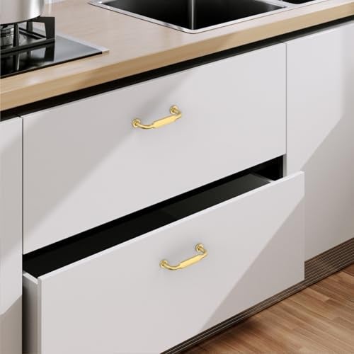 9BUILD 10 Pack Gold Cabinet Pulls 3 Inch Cabinet Handles Kitchen Cabinet Hardware Gold Kitchen Handles for Cabinets Gold Drawer Pulls Kitchen Pulls - Image 3