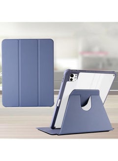 Clear Back Case Compatible With Ipad Pro 11 Inch 2024 5Th Gen With Pen Holder 360 Degree Swivel Stand Flip Smart Tablet Cover Auto Sleep Wake Tablet Case Blue