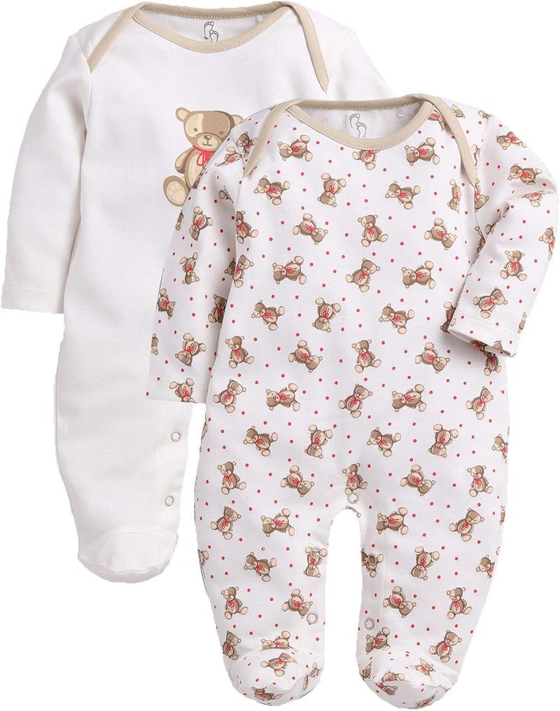 Baby Go BabyGo 100% Cotton Rompers/Sleepsuits for Newborns - Pack of 2 - Image 1