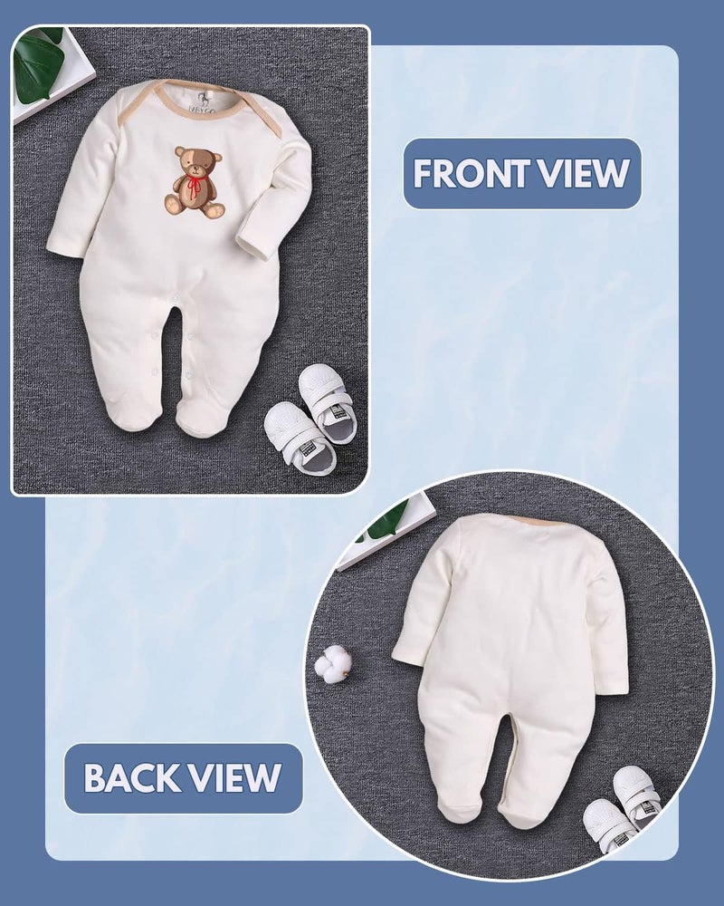 Baby Go BabyGo 100% Cotton Rompers/Sleepsuits for Newborns - Pack of 2 - Image 2