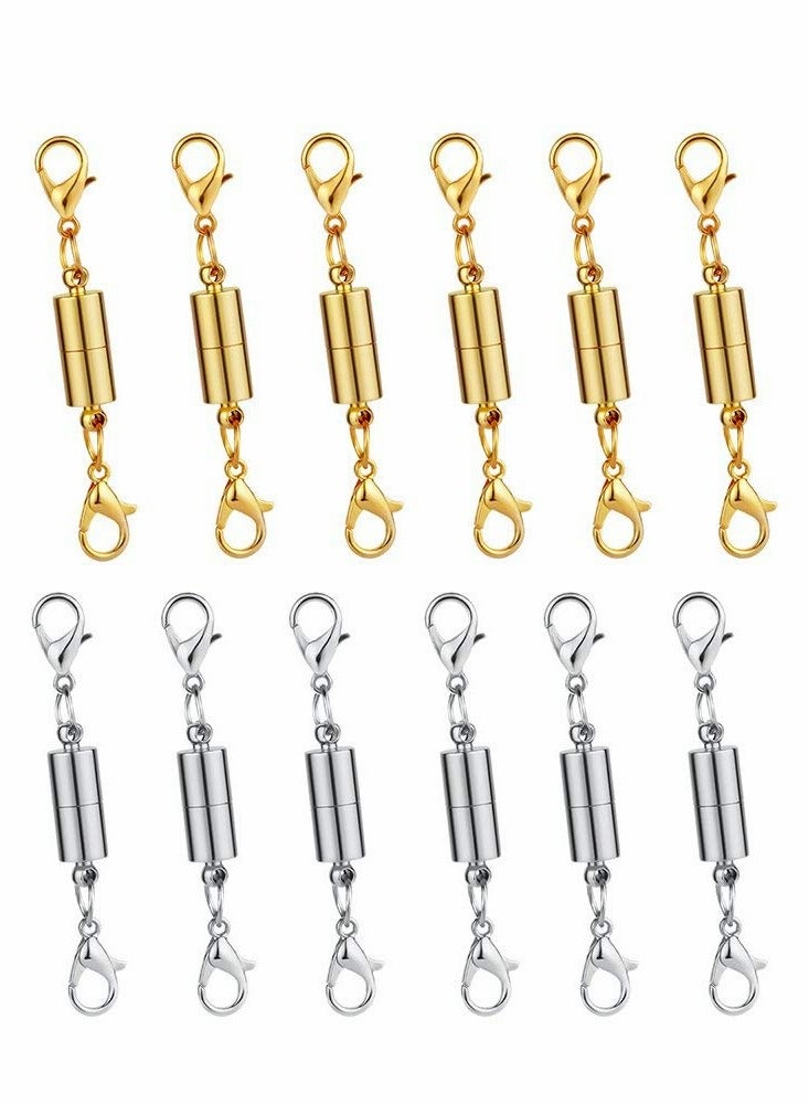 SYOSI 12 Piece Gold and Silver Necklace Clasps Magnetic Jewelry Locking Clasps and Closures Bracelet Lobster Clasp Connector for DIY Necklace Bracelet Jewelry Crafts Making Supplies - Image 1