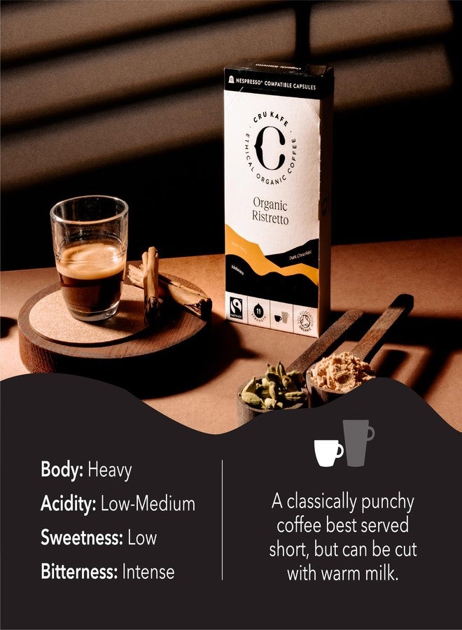 Cru Kafe Ristretto USDA Organic Espresso Coffee Capsules (10 Pods) Fairtrade Coffee Pods Compatible with Nespresso Original Line and Pixie Machines - Image 3