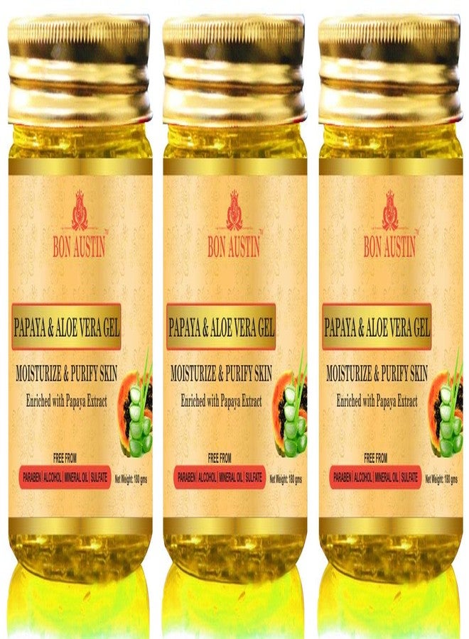 Bon Austin Premium Papaya & Aloe Vera Face Gel- For Anti Ageing & Fairness Combo Pack of 3 Jar of 180 gms(540 gms) - Image 2