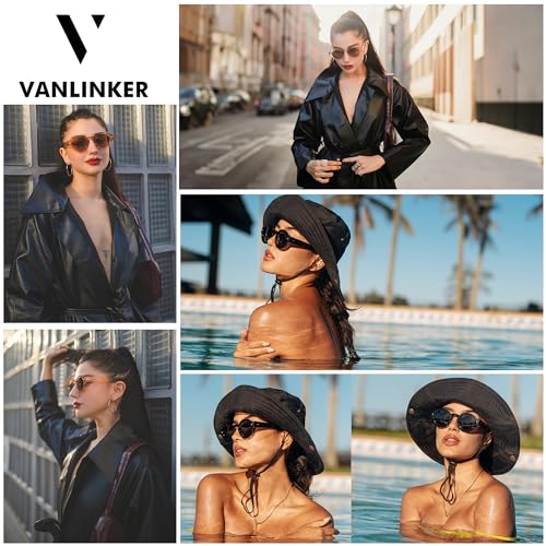 VANLINKER Vintage Round Polarized Sunglasses for Women Men Trendy Shades Retro Circle Sun Glasses VL9743 C7 Tortoise Frame Orange Lenses - Image 3