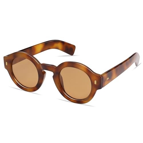 VANLINKER Vintage Round Polarized Sunglasses for Women Men Trendy Shades Retro Circle Sun Glasses VL9743 C7 Tortoise Frame Orange Lenses - Image 2