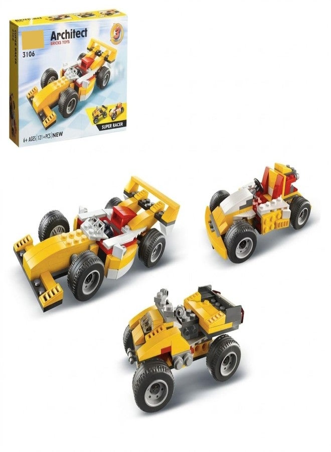 Ruzarth 3 in 1 Racing Car Building Blocks Set for Kids 6+ Years, 121 PCS STEM Construction Toy, Formula Race Car ATV Truck Model Kit, Educational DIY Brick Toy Gift for Boys Girls. - Image 1