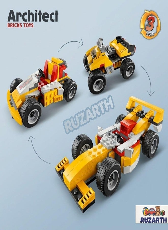 Ruzarth 3 in 1 Racing Car Building Blocks Set for Kids 6+ Years, 121 PCS STEM Construction Toy, Formula Race Car ATV Truck Model Kit, Educational DIY Brick Toy Gift for Boys Girls. - Image 2