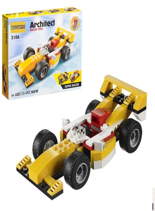 Ruzarth 3 in 1 Racing Car Building Blocks Set for Kids 6+ Years, 121 PCS STEM Construction Toy, Formula Race Car ATV Truck Model Kit, Educational DIY Brick Toy Gift for Boys Girls. - Image 4
