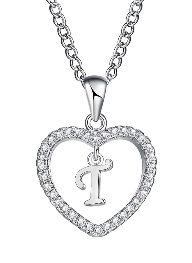 Concise Hollowed Heart Alphabet Chain Pendant
