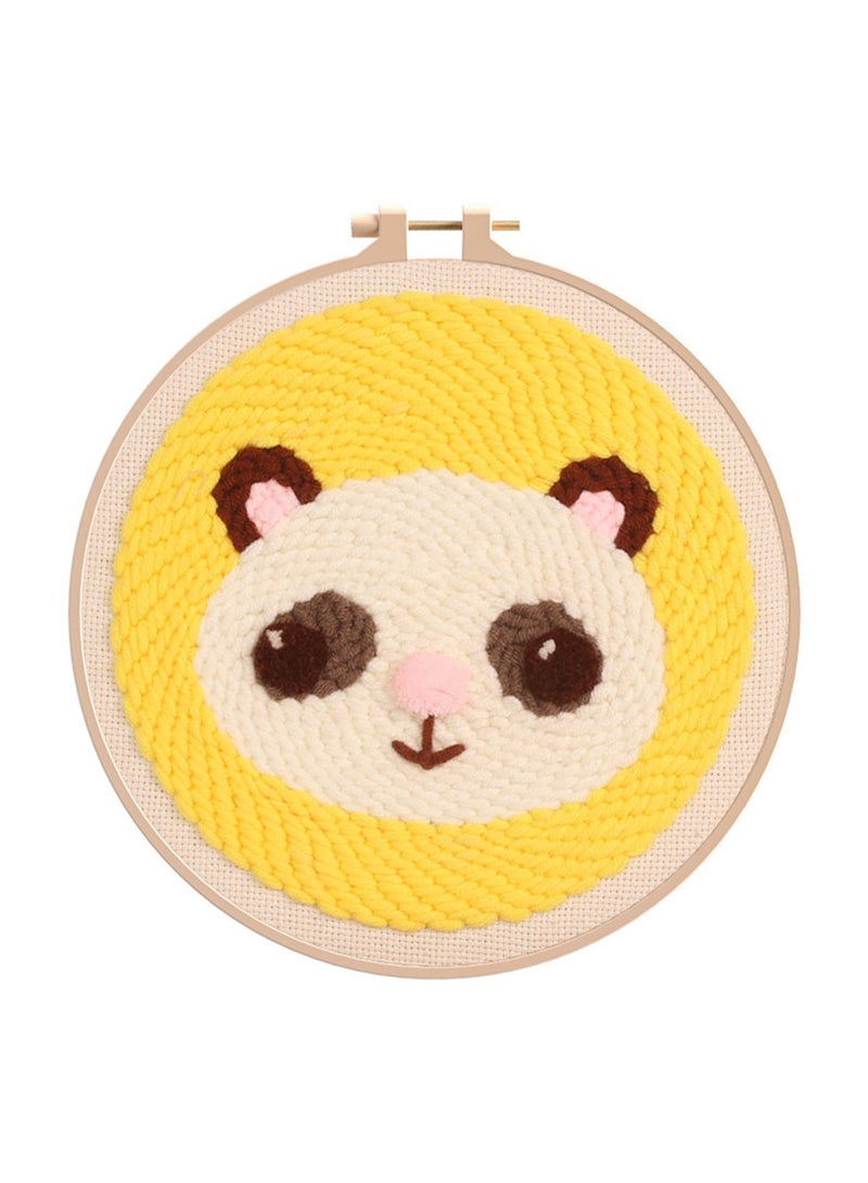 DIY Punch Needle Kit, Cute Cartoon Patterns for Beginners, 20x20cm Hoop Embroidery Punch Needle Beginner Craft Kit, Easy to Make for Adults and Children, Ideal Decorative Gift, Instructions Included (Cute Red Panda) - Image 1
