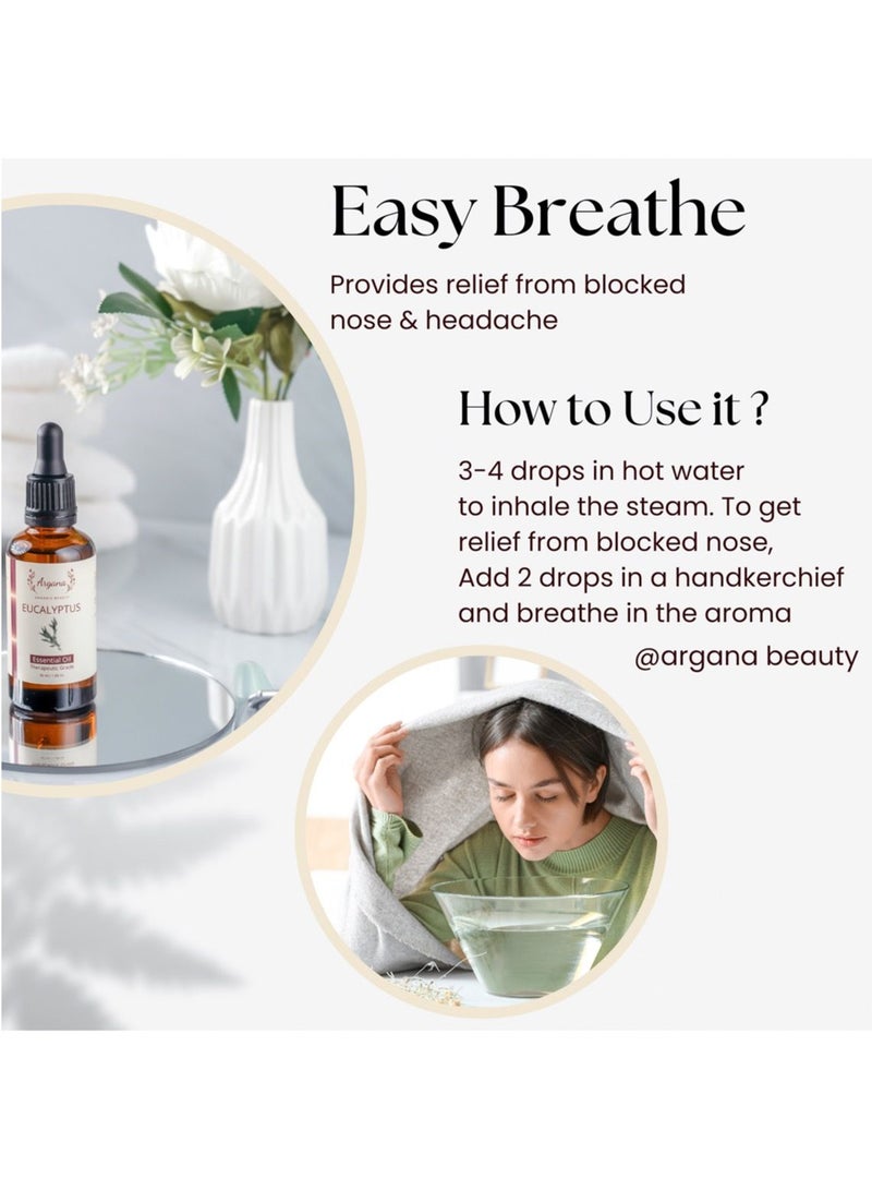 Eucalyptus Essential Oil For Cold and Cough, Hair Growth, and Steam Distilled, 100% Pure & Natural 50 ml