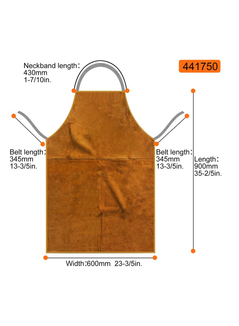 KSEIBI Leather Welding Apron, Heat & Flame Resistant Apron Size 60X90cm, Adjustable M to XXXL, Protective Clothing or Safety Apparel for Blacksmith,Woodwork, Home Improvement, Heavy Duty Work for Men & Women  - Image 2