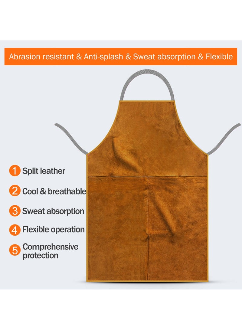 KSEIBI Leather Welding Apron, Heat & Flame Resistant Apron Size 60X90cm, Adjustable M to XXXL, Protective Clothing or Safety Apparel for Blacksmith,Woodwork, Home Improvement, Heavy Duty Work for Men & Women  - Image 4