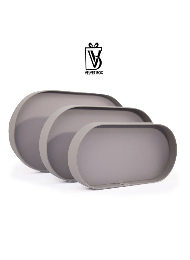 Leather Coated Oval Shape Hamper Tray - Image 2