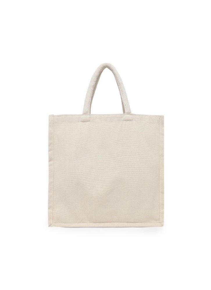 BYFT Canvas 8 Oz Tote Bags with Gusset (Natural) Reusable Eco Friendly Shopping Bag (33.02 x 10.16 x 33.02 Cm) Set of 2 Pcs  - Image 2