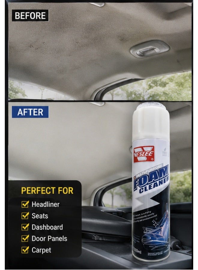 650ml Multi-Purpose Car Foam Cleaner Spray | Interior & Headliner Cleaner for Seats, Dashboard, Door Panels, Fabric & Leather | Powerful Stain Remover with Fresh Scent - Image 3