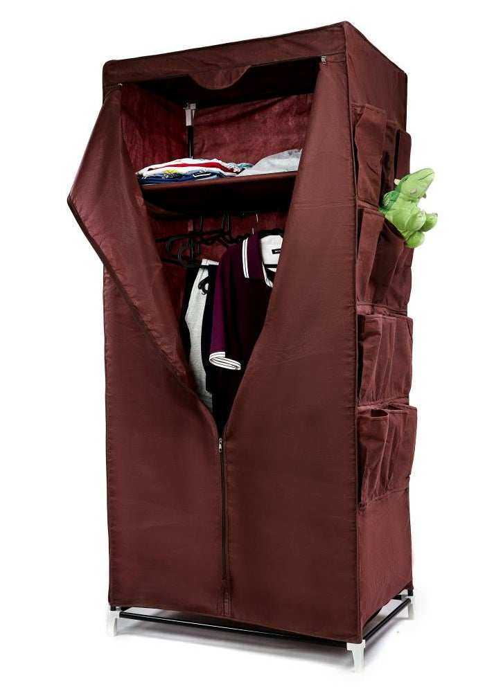 FOLDABLE NON-WOVEN WARDROBE WITH SHELF AND A HANGING BAR AND TWELVE SIDE POCKETS. SIZE 75X50X160 CM - BROWN COLOR - pzsku/Z3A37C856A58109649A0BZ/45/_/1715506259/60ff54bb-440f-44b3-b879-4cc220dad9e6