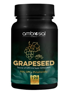 ambrosial Ambrosial Grape Seed Extract Capsules 95% OPCs Polyphenols High Strength Grape Seed Supplement Strong Antioxidant Pack of 1-120 Vegan Capsules  - Image 1