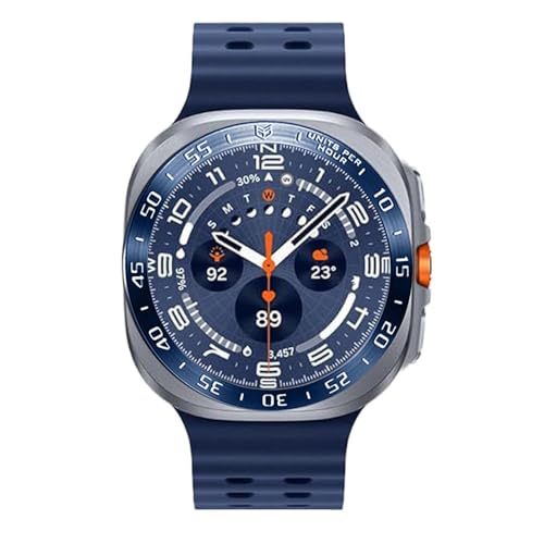 DEALELE Bezel Cover Compatible with Samsung Galaxy Watch Ultra 47mm (2025/2024), Time Scale Stainless Steel Metal Bezel Ring Adhesive Cover Anti Scratch Protector Accessory, Blue - Brushed - Image 3