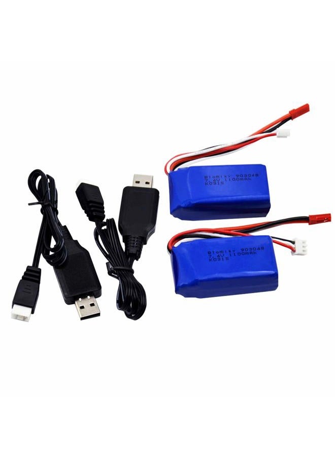 Blomiky 2 Pack 8.14Wh 7.4V 1100mAh 35C Li-ion-Po Battery with JST Plug for Wltoys A949 A959 A969 A979 A320 A321 RC Truck Cars and K929 RC Helicopter Airplane A959 Battery 2 - Image 1