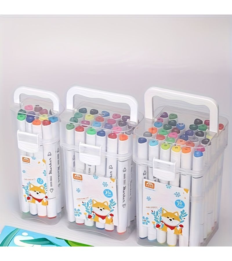 36 Color Mixed Marker Set with Storage Box Fade Resistant for Drawing Coloring Gifts - Image 1
