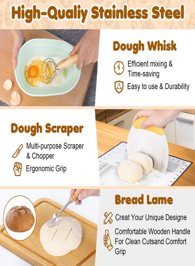 HK Sourdough Starter Kit with 9" Round & 10" Oval Banneton Proofing Basket and 34oz Starter Jar - Beginner-Friendly Sourdough Bread Baking Supplies and Baking Gifts for Women, Men, and Bread Bakers - Image 5