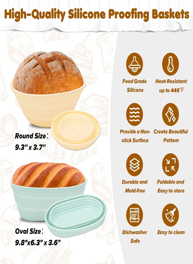 HK Sourdough Starter Kit with 9" Round & 10" Oval Banneton Proofing Basket and 34oz Starter Jar - Beginner-Friendly Sourdough Bread Baking Supplies and Baking Gifts for Women, Men, and Bread Bakers - Image 4