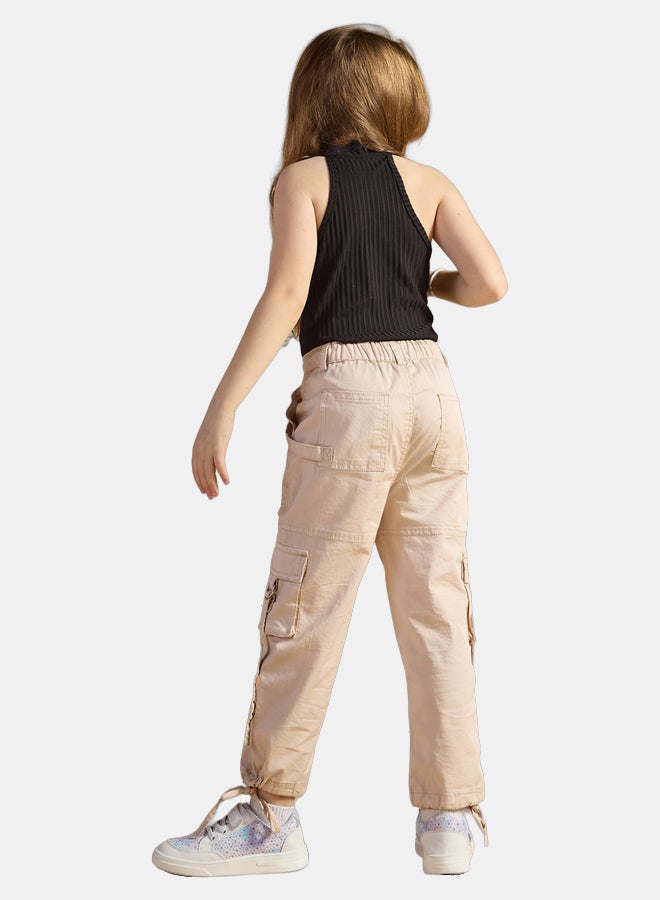 AMB Kidswear Girls' Gabardine Wide Leg Cargo Pants - Image 2