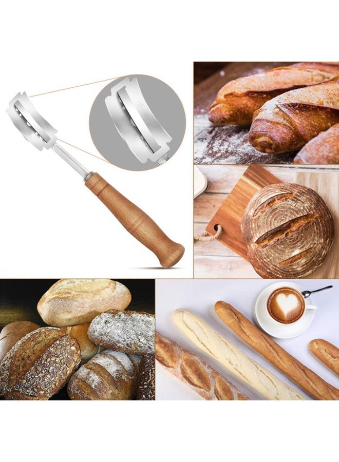 بريجووي سكين تقطيع الخبز، سكين تقطيع لامية سكين تقطيع يدوية الصنع عالية الجودة للخبز لتقطيع العجين المخمر، مستلزمات الخبز مع 5 شفرات قابلة للاستبدال - Image 3
