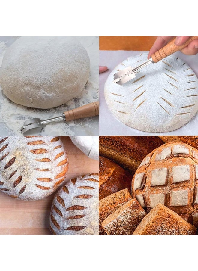 بريجووي سكين تقطيع الخبز، سكين تقطيع لامية سكين تقطيع يدوية الصنع عالية الجودة للخبز لتقطيع العجين المخمر، مستلزمات الخبز مع 5 شفرات قابلة للاستبدال - Image 5