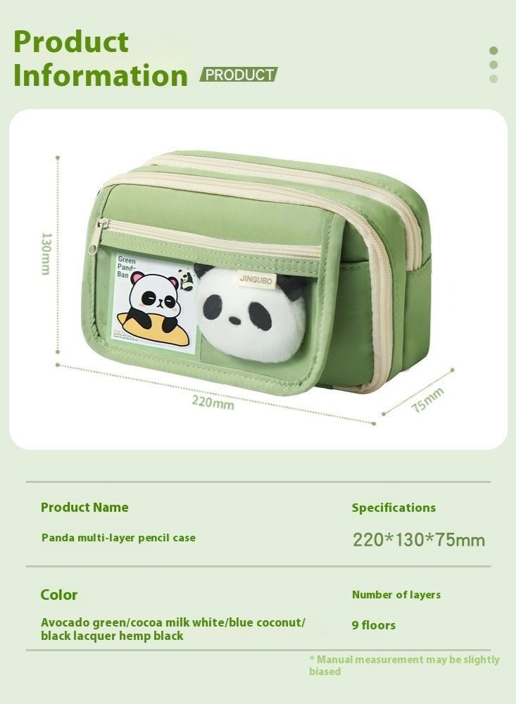 مجموعة حافظة أقلام باندا متعددة الطبقات، حقيبة أقلام كبيرة السعة، لوازم مكتبية باندا لطيفة وجميلة، حقيبة بسحاب للأقلام