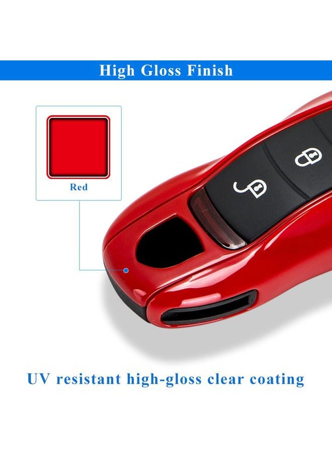 AeroBon 3-Piece Painted Key Cover Key Fob Shell Cover Compatible with Porsche Key Shell, Key Shell Replacement (MK1, Red) - Image 5