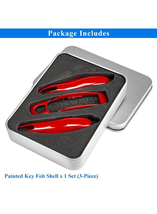 AeroBon 3-Piece Painted Key Cover Key Fob Shell Cover Compatible with Porsche Key Shell, Key Shell Replacement (MK1, Red) - Image 2