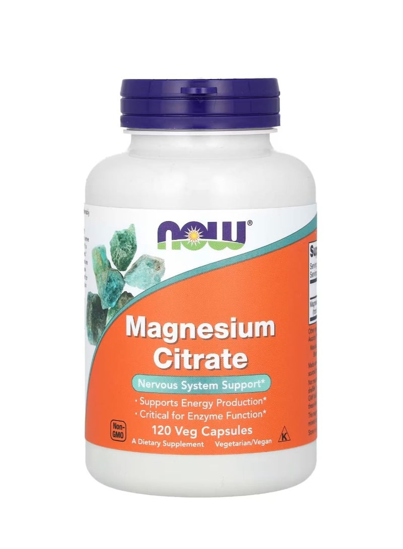 now Magnesium Citrate 120 Veg Capsules (133 mg per Capsule) - Image 1