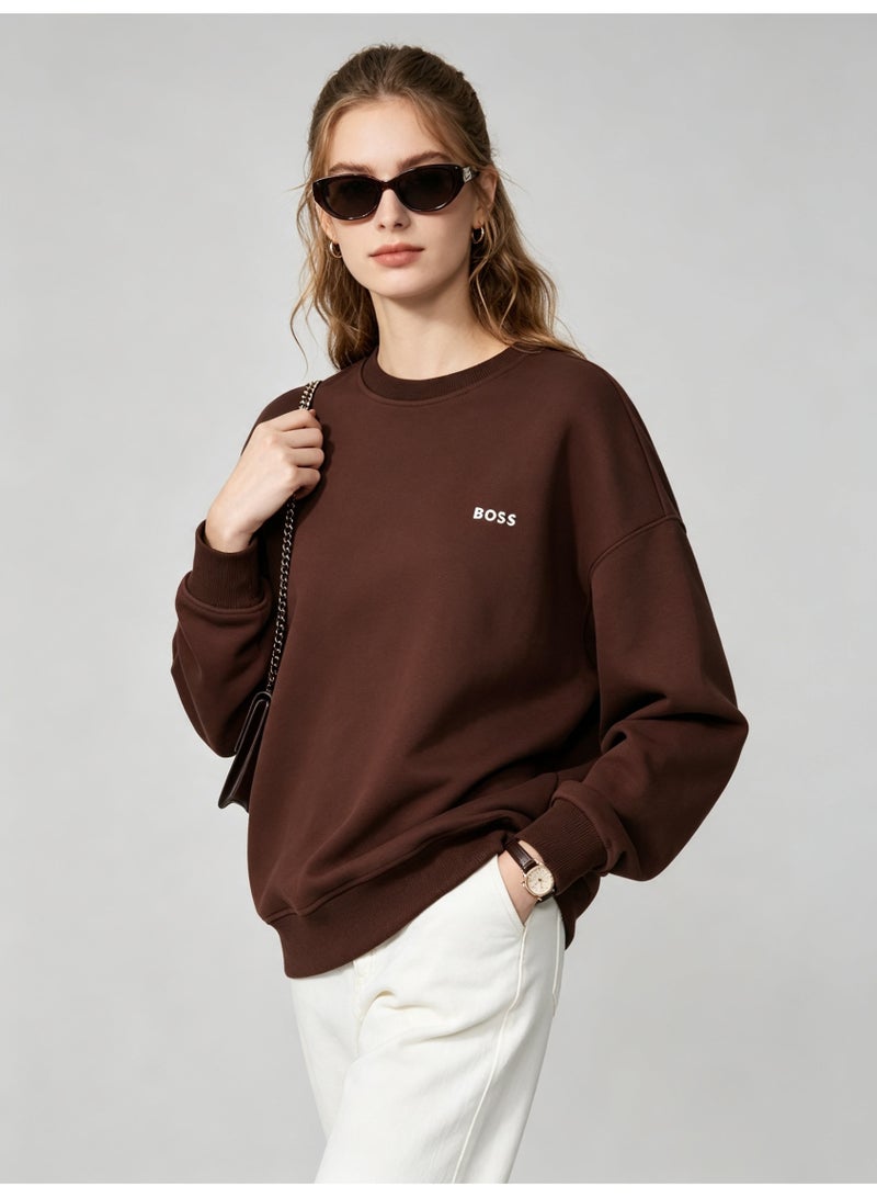 BOSS Men’s and Women’s Crew Neck Sweatshirt Casual Long Sleeve Top Brown - Image 3