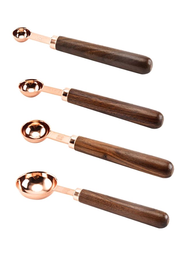 NIBEMINENT 4-Piece Stainless Steel Measuring Spoon Set Gold/Brown 15ml, 5ml , 2.5ml 1.25ml  - Image 1