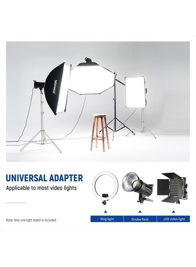 NEEWER 9.2ft/2.8m Stainless Steel Light Stand, Spring Cushioned Heavy Duty Photography Tripod Stand with 1/4” to 3/8” Universal Screw Adapter for Strobe,LED Video Light,Ring Light,Monolight, Softbox - Image 3