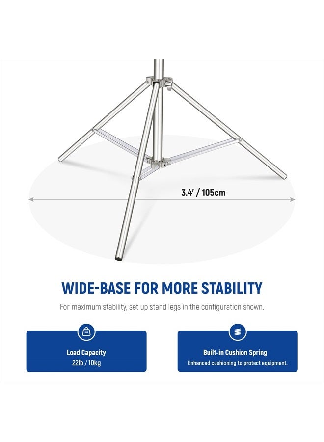 NEEWER 9.2ft/2.8m Stainless Steel Light Stand, Spring Cushioned Heavy Duty Photography Tripod Stand with 1/4” to 3/8” Universal Screw Adapter for Strobe,LED Video Light,Ring Light,Monolight, Softbox - Image 4