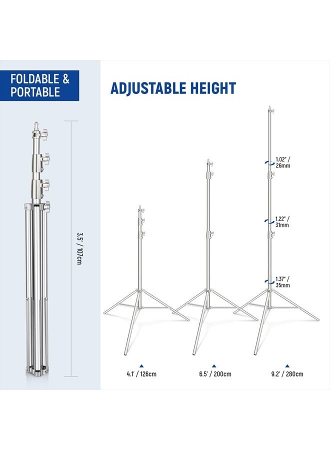 NEEWER 9.2ft/2.8m Stainless Steel Light Stand, Spring Cushioned Heavy Duty Photography Tripod Stand with 1/4” to 3/8” Universal Screw Adapter for Strobe,LED Video Light,Ring Light,Monolight, Softbox - Image 2