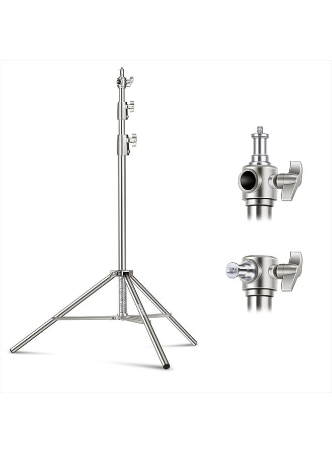 NEEWER 9.2ft/2.8m Stainless Steel Light Stand, Spring Cushioned Heavy Duty Photography Tripod Stand with 1/4” to 3/8” Universal Screw Adapter for Strobe,LED Video Light,Ring Light,Monolight, Softbox - Image 1