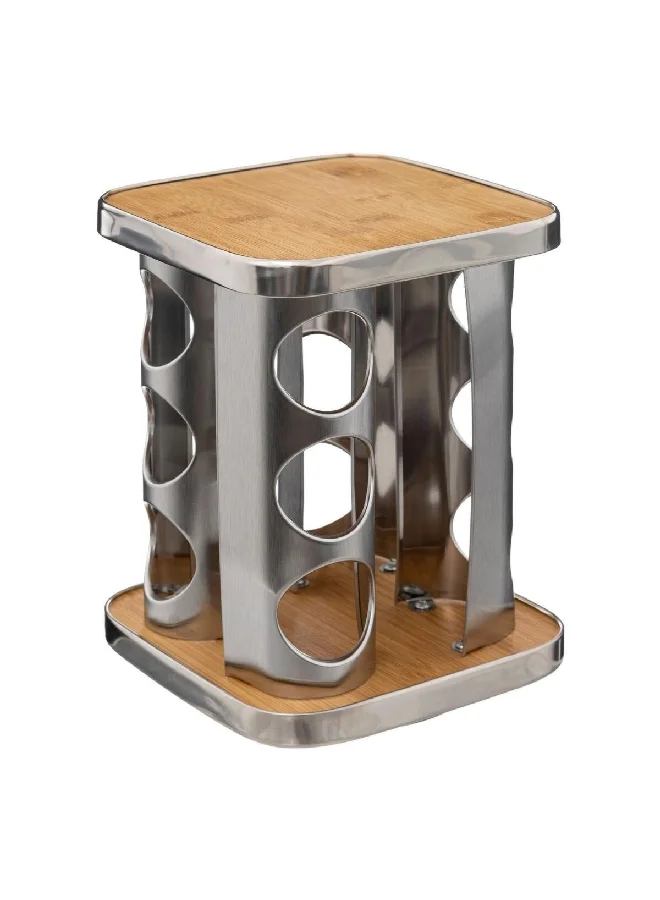 Five Simply Smart 12-Piece Rotating Stainless Steel Bamboo Spice Rack and Jar Set Multicolour 17 x 22.9 x 17 cm 189583