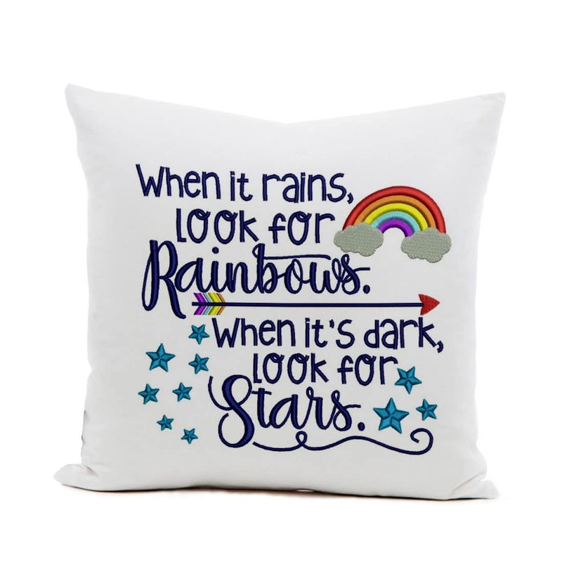 Khakee Khakee Look for Rainbows Quote Printed Cushion Cover 12 x 12 Birthday Gift Gift IdeaPC21133