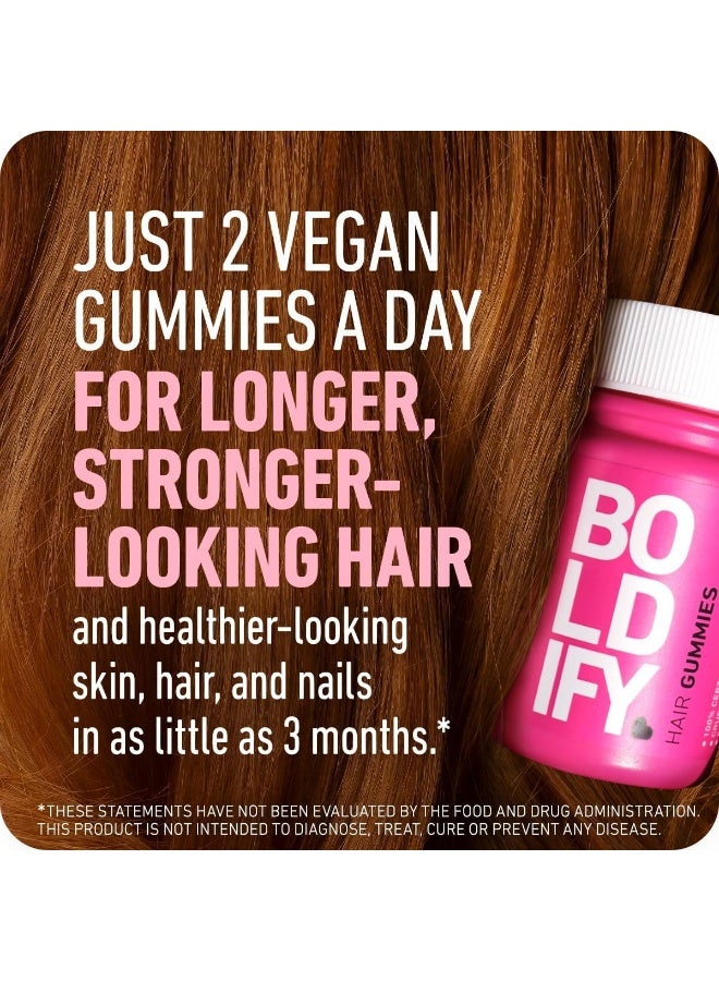 BOLDIFY Biotin Gummies for Hair Growth (5000 mcg) Sugar Free & Vegan, All Natural, Hair Vitamins for Skin & Nails (Strawberry) Fast Acting - Image 2