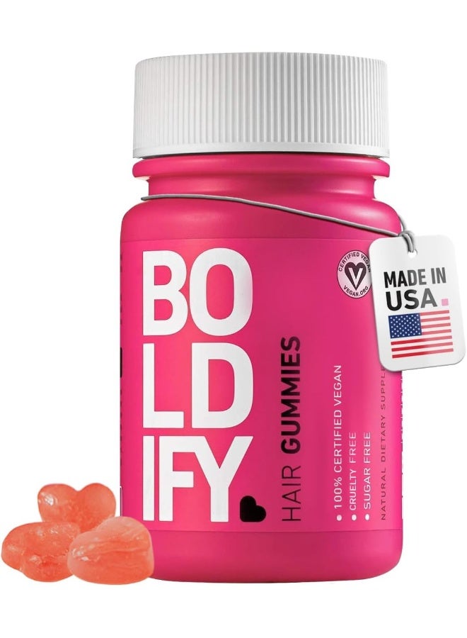 BOLDIFY Biotin Gummies for Hair Growth (5000 mcg) Sugar Free & Vegan, All Natural, Hair Vitamins for Skin & Nails (Strawberry) Fast Acting - Image 1